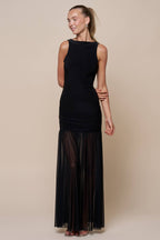 Mesh Contrast Sheer Maxi