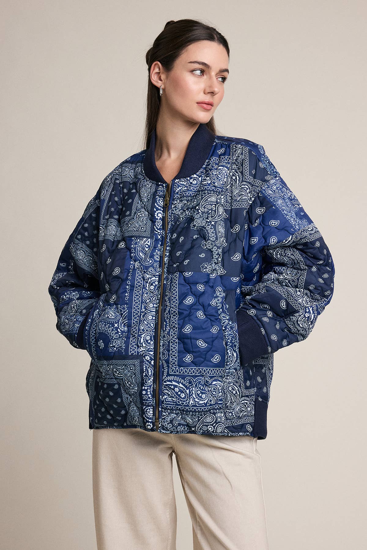 Paisley Bandana Quilted Bomber