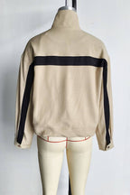Colorblock Stand Collar Zip-Up Jacket