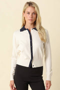 Leah Contrast Trim Knit Cardigan