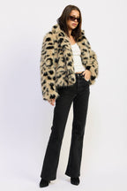 LEOPARD FAUX FUR SHORT COAT