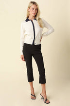 Leah Contrast Trim Knit Cardigan