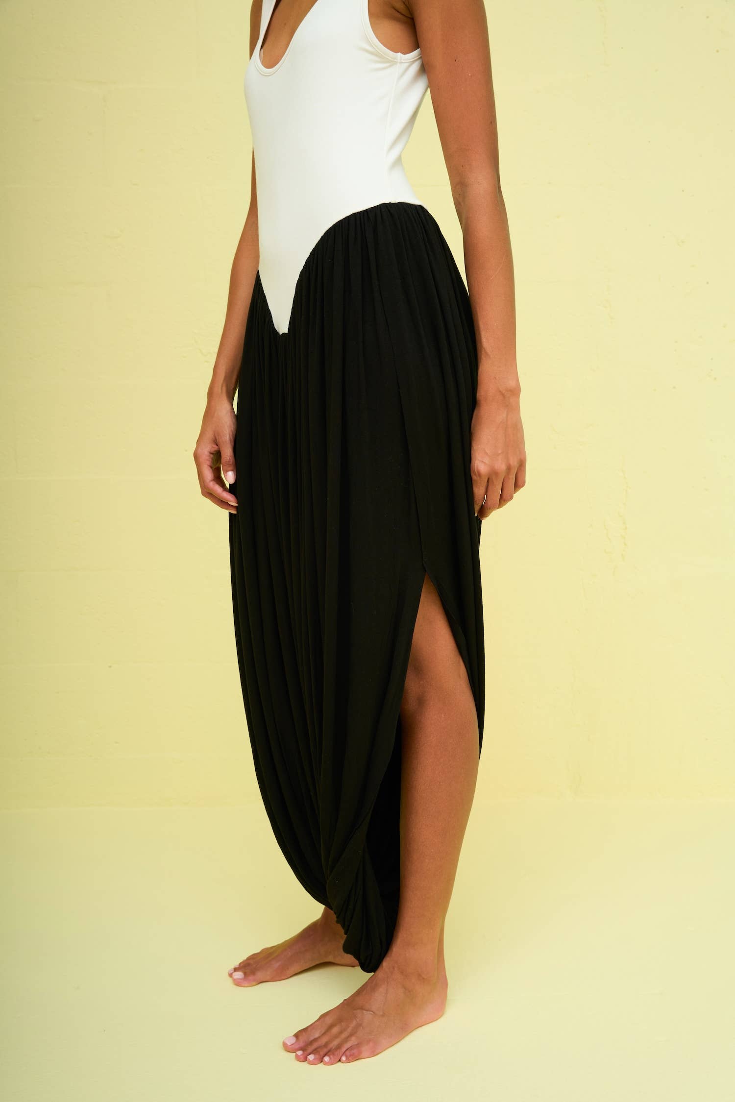 Colorblock Draped Knit Jumpsuit