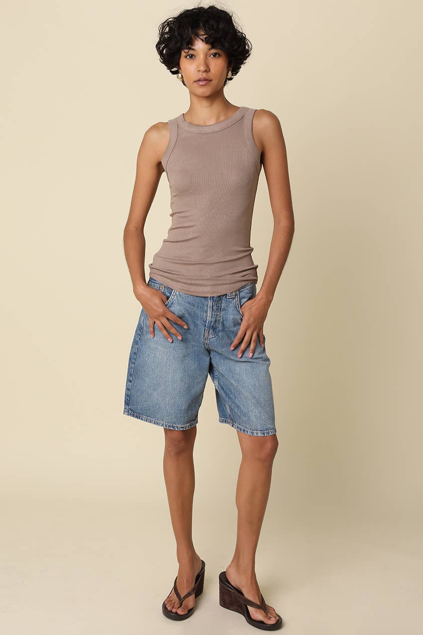 Malibu Ribbed Fitted Scoop Neck Tank Top