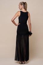 Mesh Contrast Sheer Maxi