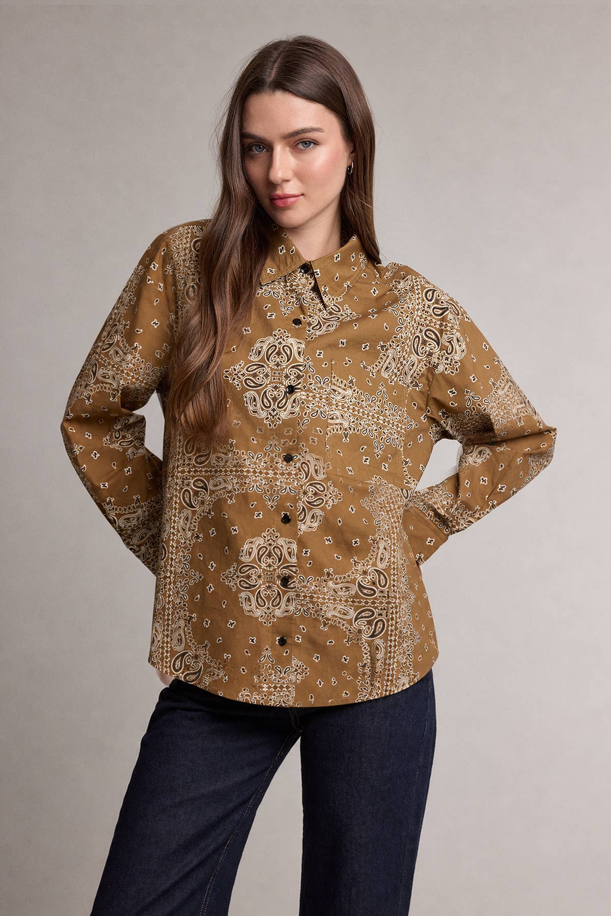 Bandana Print Button-Up