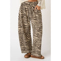 Zebra Printed Mid Rise Pants with Pockets