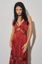 Helena Satin Lace Maxi