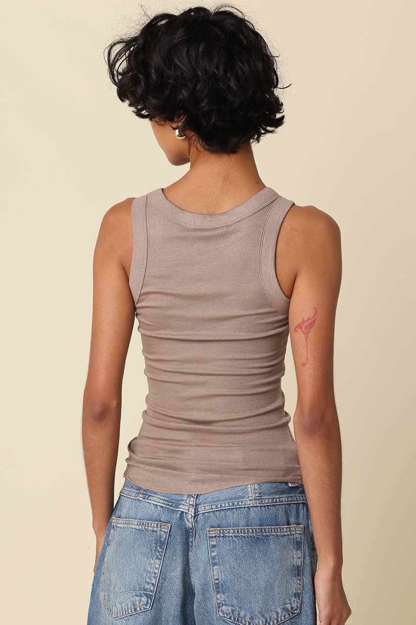 Malibu Ribbed Fitted Scoop Neck Tank Top
