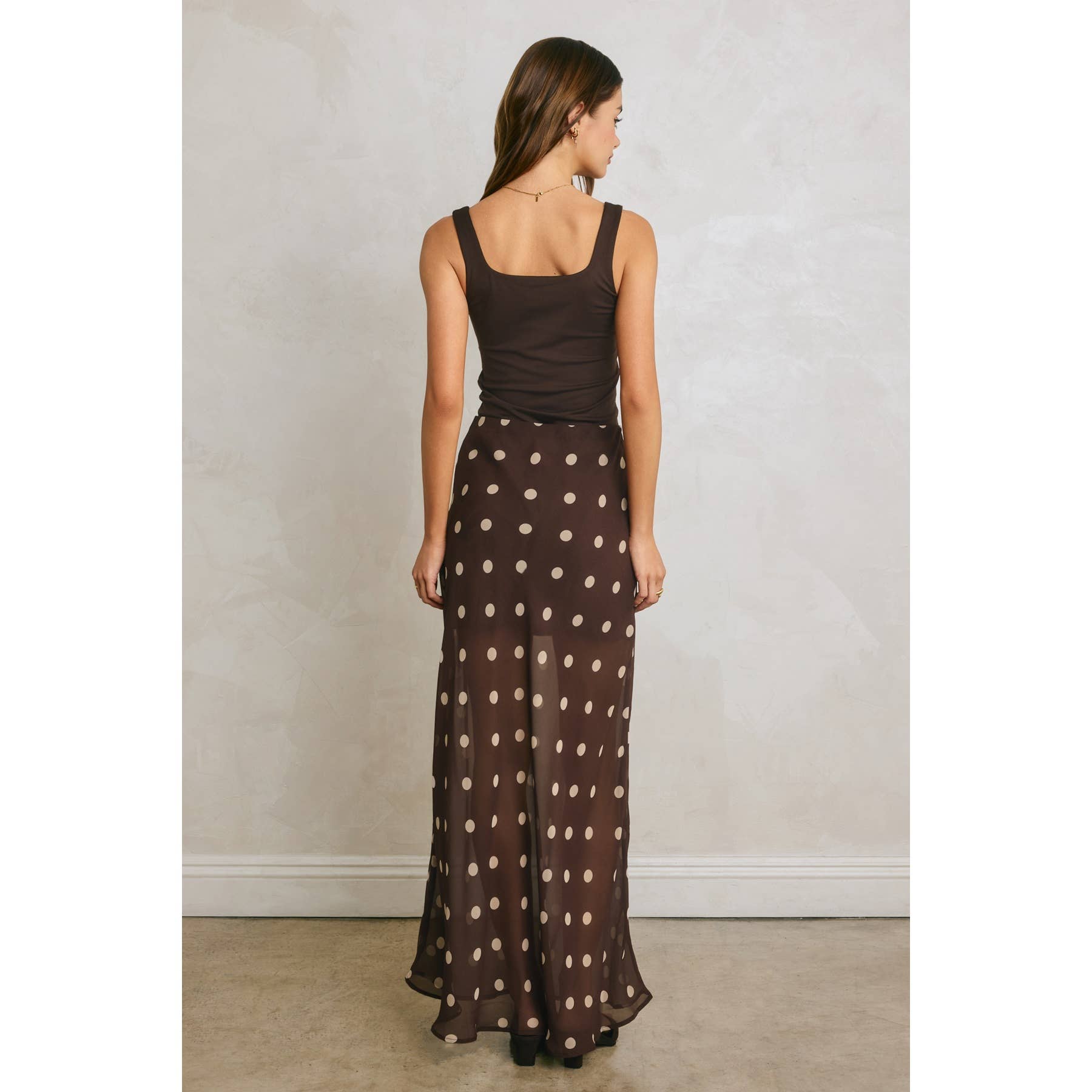 Polka Dot Pull On Maxi Skirt