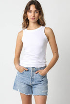 Malibu Ribbed Fitted Scoop Neck Tank Top