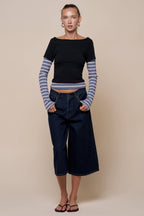 Denim Wide Leg Oversize Shorts