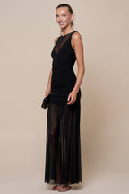 Mesh Contrast Sheer Maxi