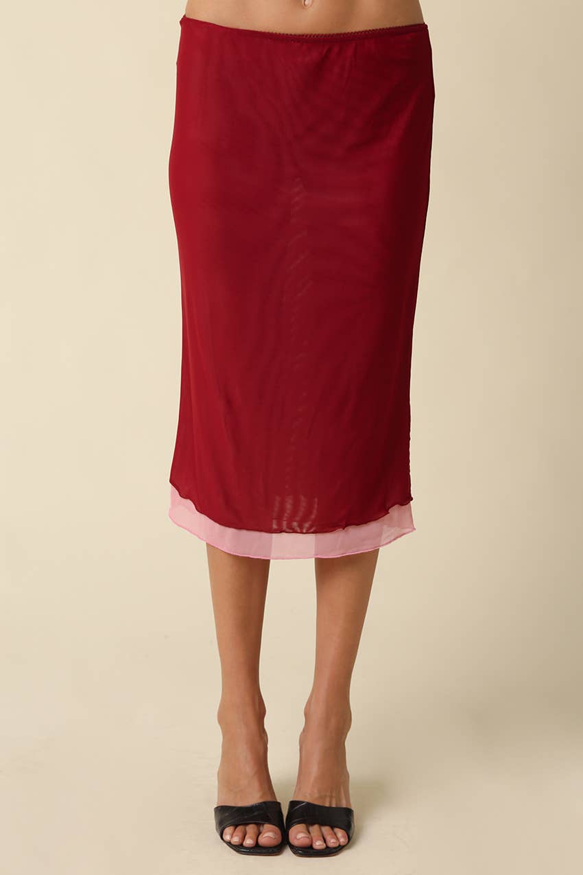 Polina Layered Mesh Midi Skirt