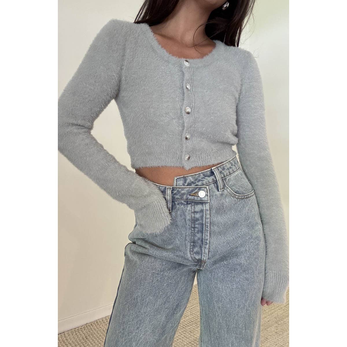 Knit Scoop Neck Button Down Cardigan