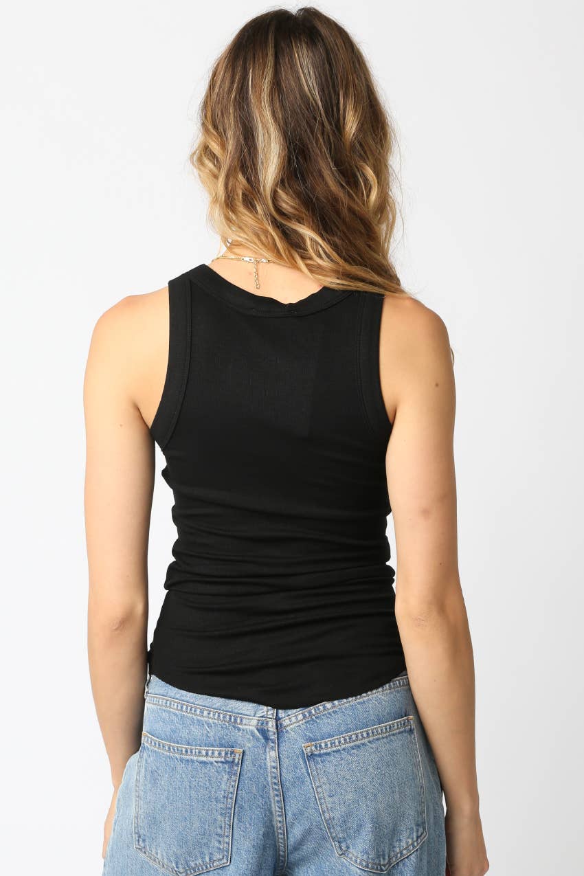 Malibu Ribbed Fitted Scoop Neck Tank Top