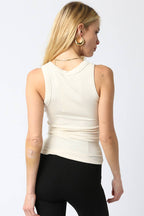 Malibu Ribbed Fitted Scoop Neck Tank Top