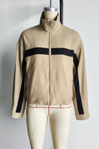 Colorblock Stand Collar Zip-Up Jacket