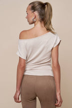 Gathered Asymmetrical Off Shoulder Top