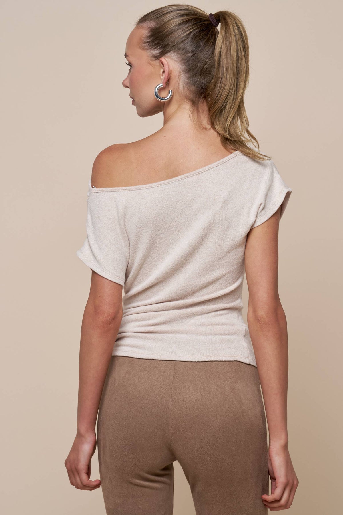 Gathered Asymmetrical Off Shoulder Top