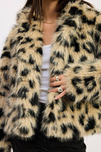 LEOPARD FAUX FUR SHORT COAT
