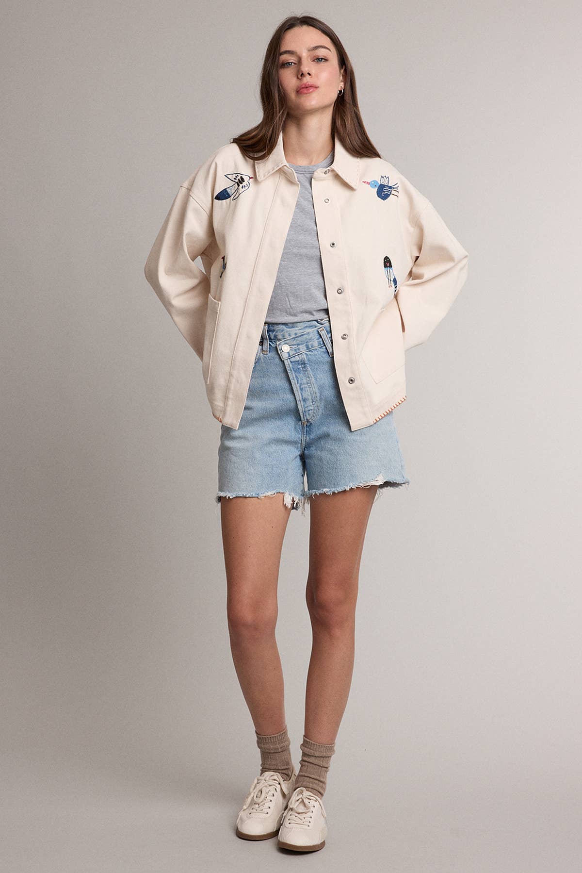 Bird Embroidery Utility Jacket