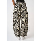 Zebra Printed Mid Rise Pants with Pockets