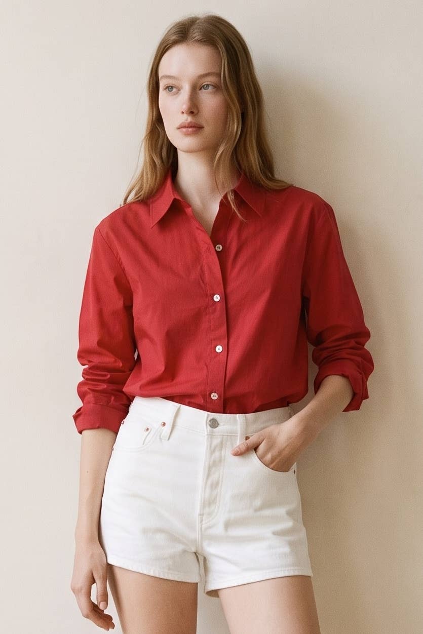 Cotton Oversized Button Up Shirt