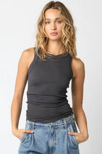 Malibu Ribbed Fitted Scoop Neck Tank Top