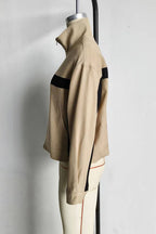 Colorblock Stand Collar Zip-Up Jacket