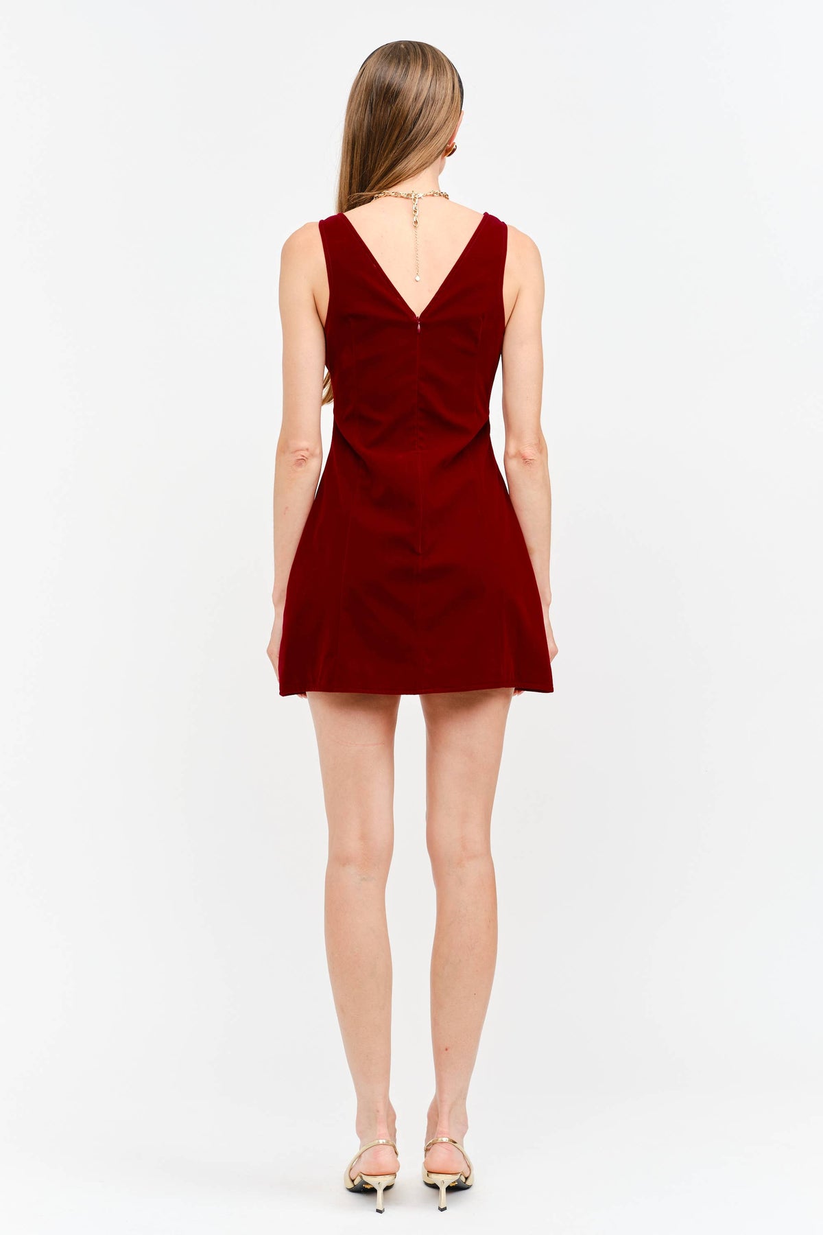 Carmine Red Velvet Dress