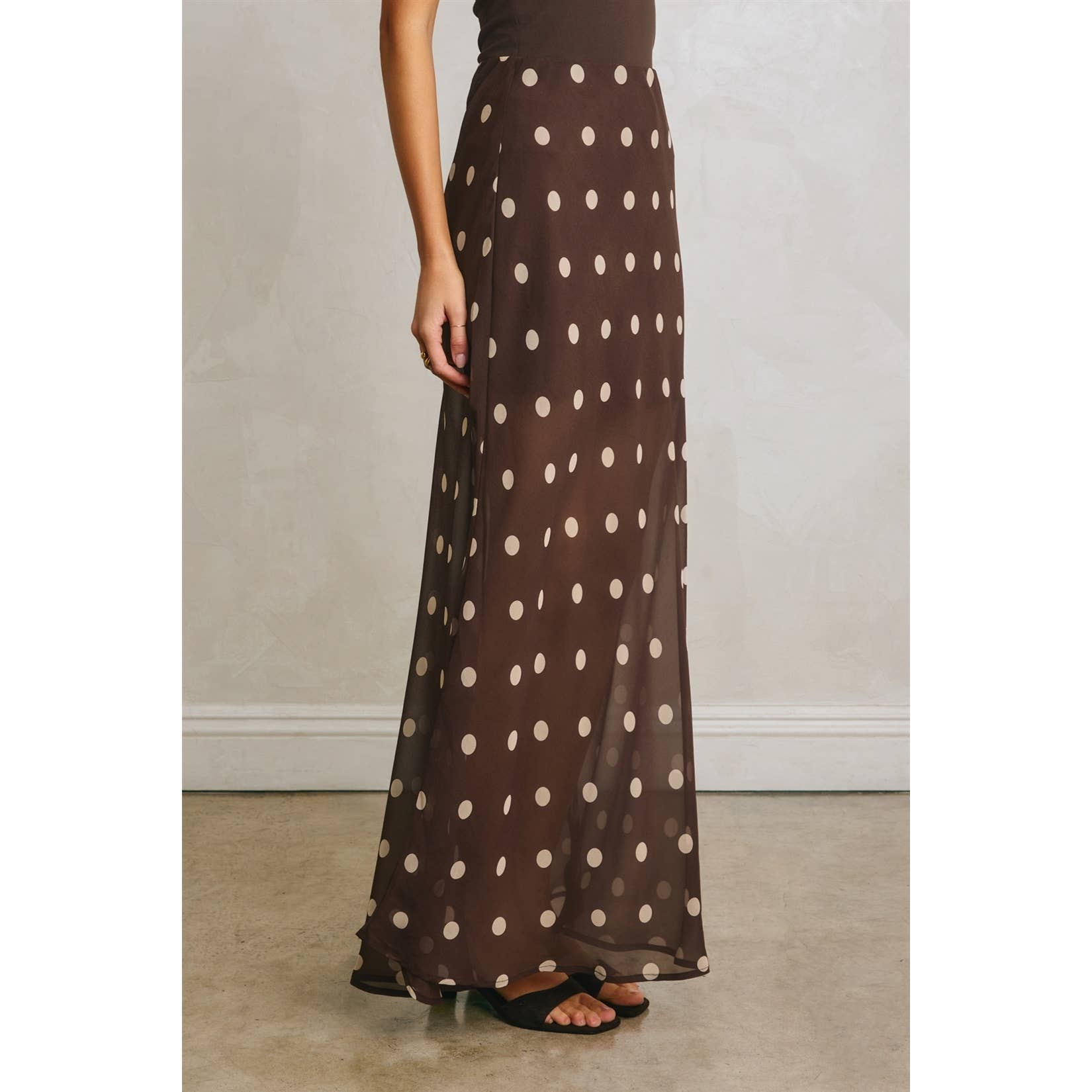 Polka Dot Pull On Maxi Skirt