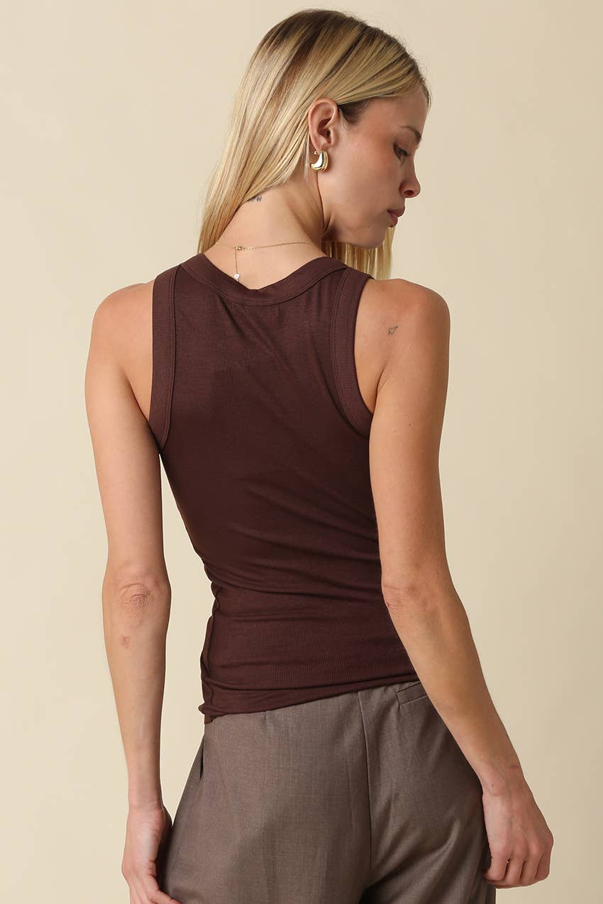 Malibu Ribbed Fitted Scoop Neck Tank Top