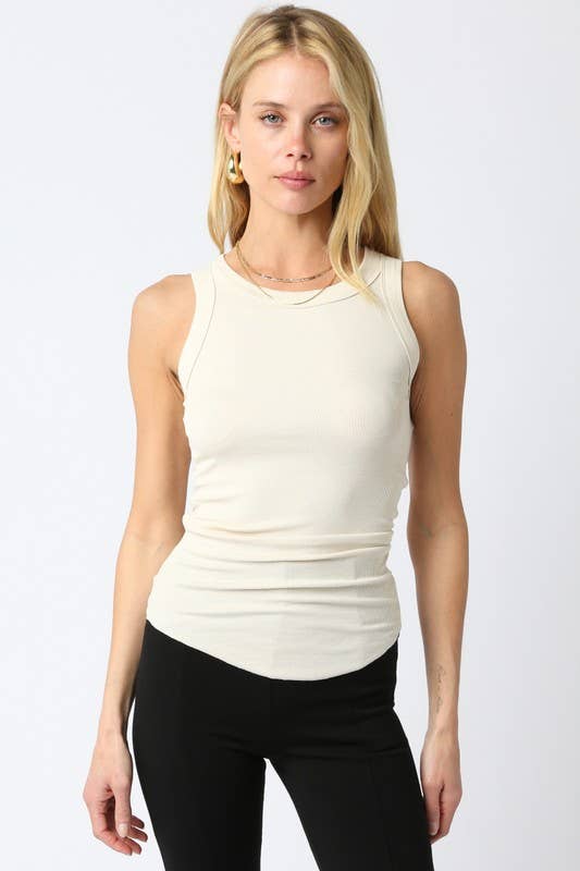 Malibu Ribbed Fitted Scoop Neck Tank Top