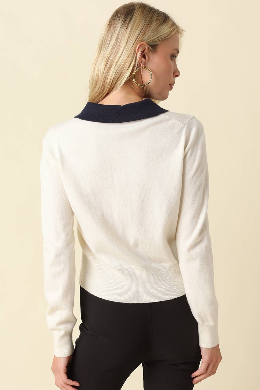 Leah Contrast Trim Knit Cardigan