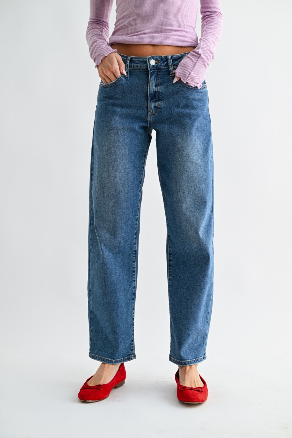 Bowed Straight Leg Denim