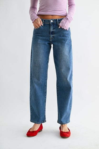 Bowed Straight Leg Denim