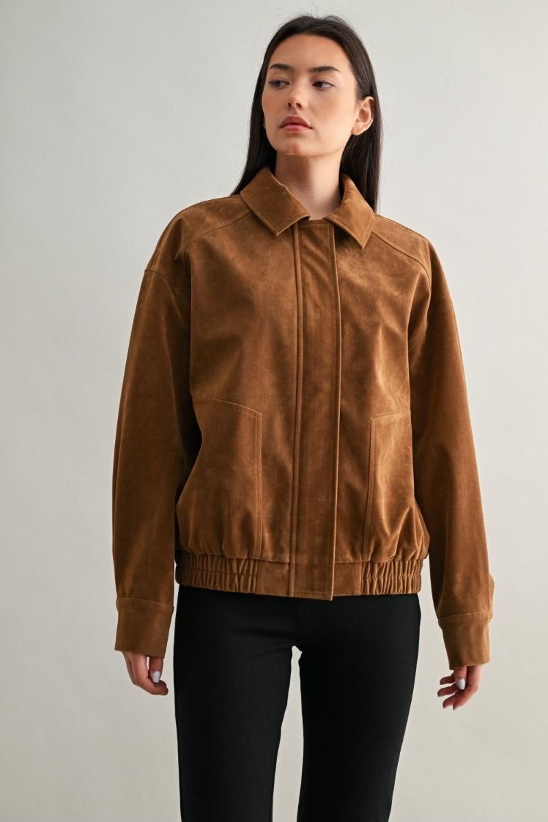 Oversized Faux suede Bomber