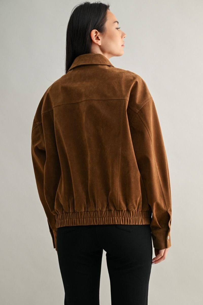 Oversized Faux suede Bomber