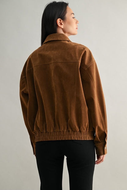 Oversized Faux suede Bomber
