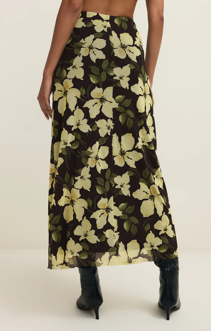 Eda Ren Floral Mesh Midi Skirt