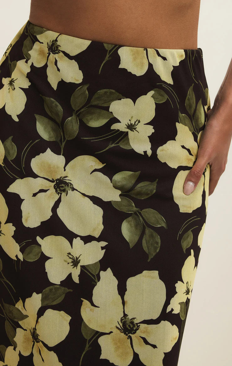 Eda Ren Floral Mesh Midi Skirt