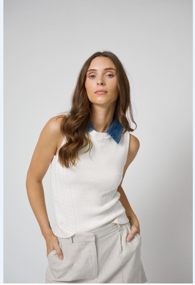 Serana Mixed Stitch Denim Shell