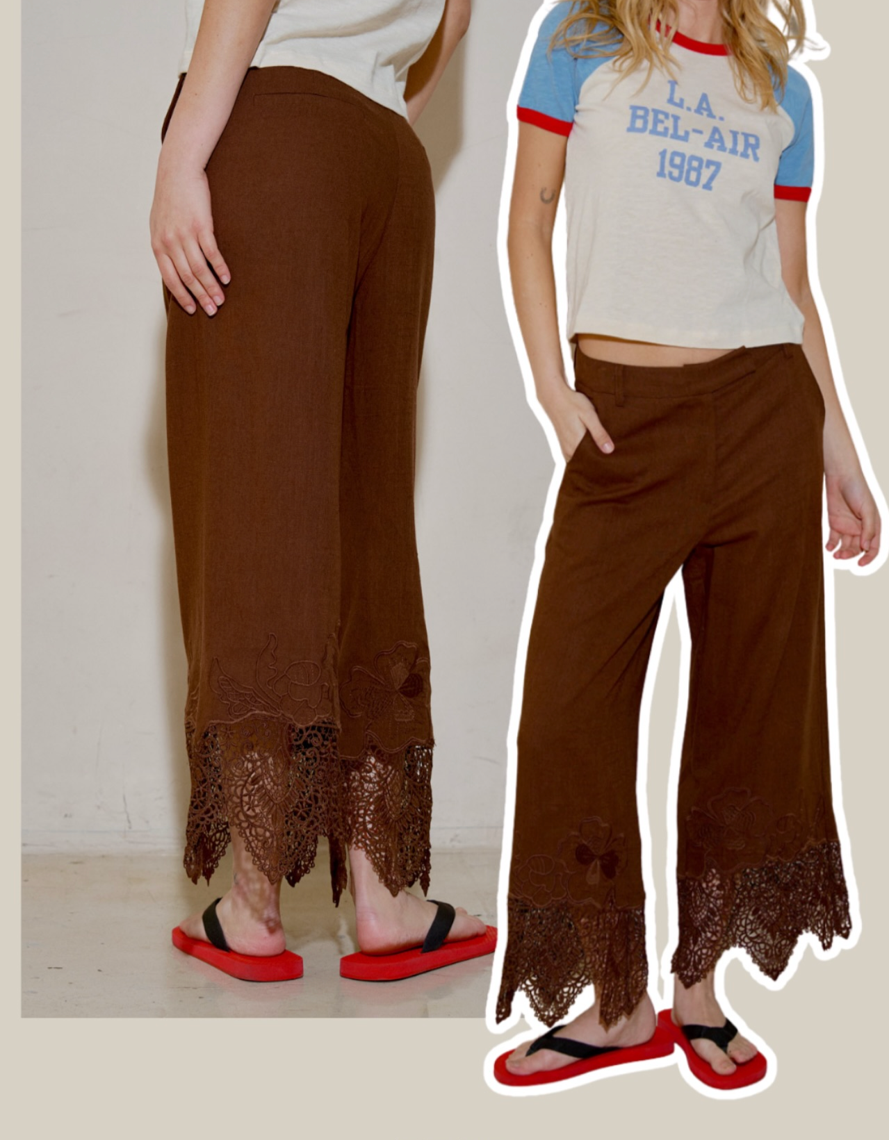 Embroidered Linen Trouser