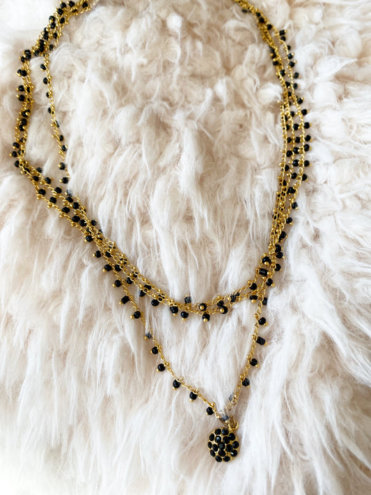 Triple Bead Strand Necklace