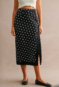 High Slit Lace Polkaots Skirt