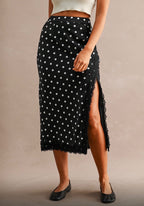 High Slit Lace Polkaots Skirt