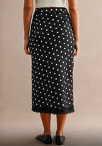 High Slit Lace Polkaots Skirt
