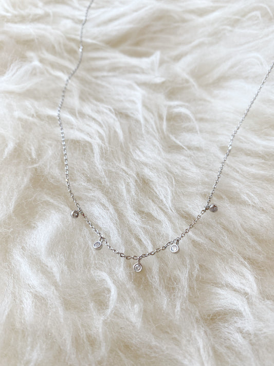 Silver Bevel Crystal Necklace