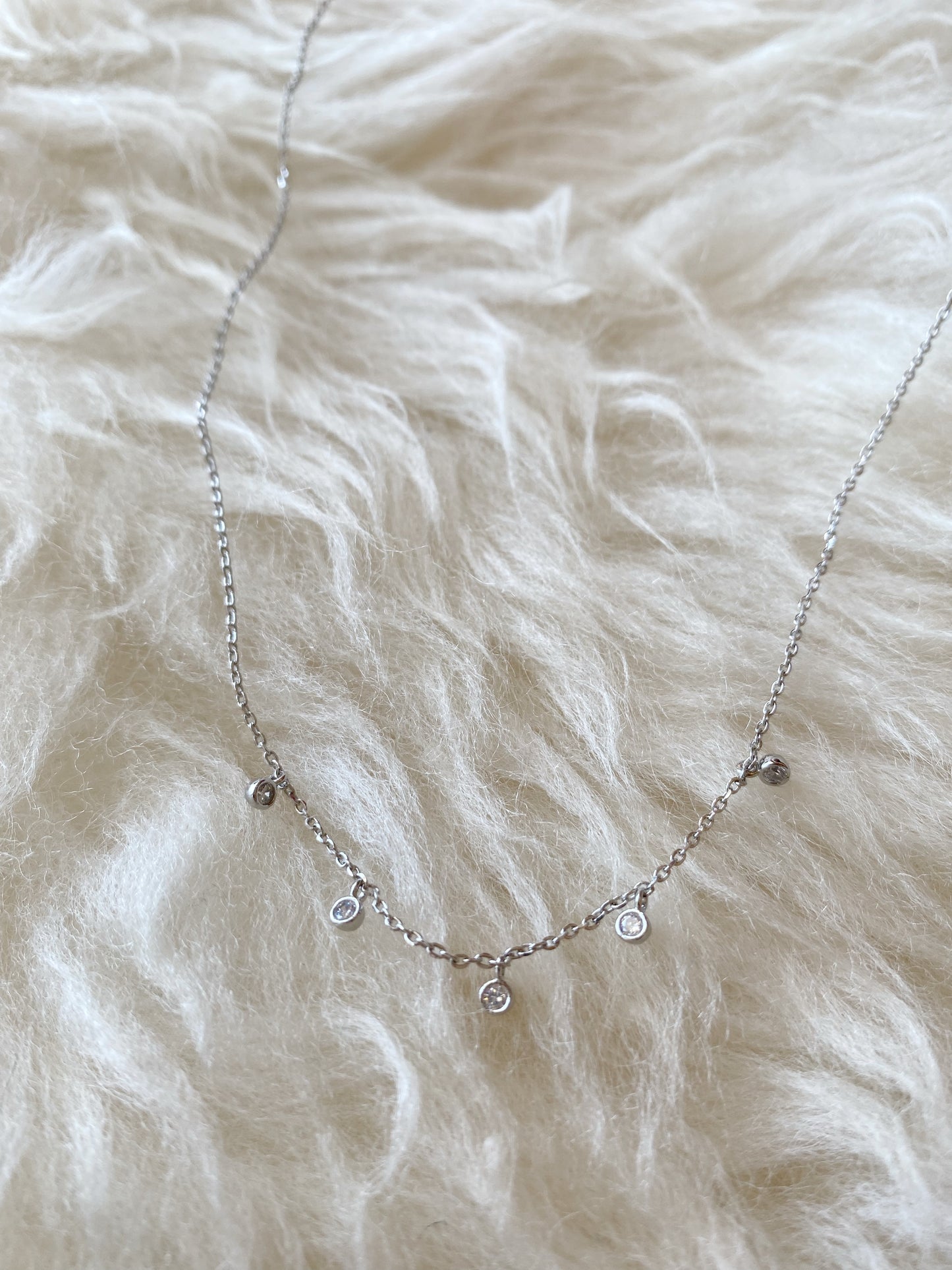 Silver Bevel Crystal Necklace